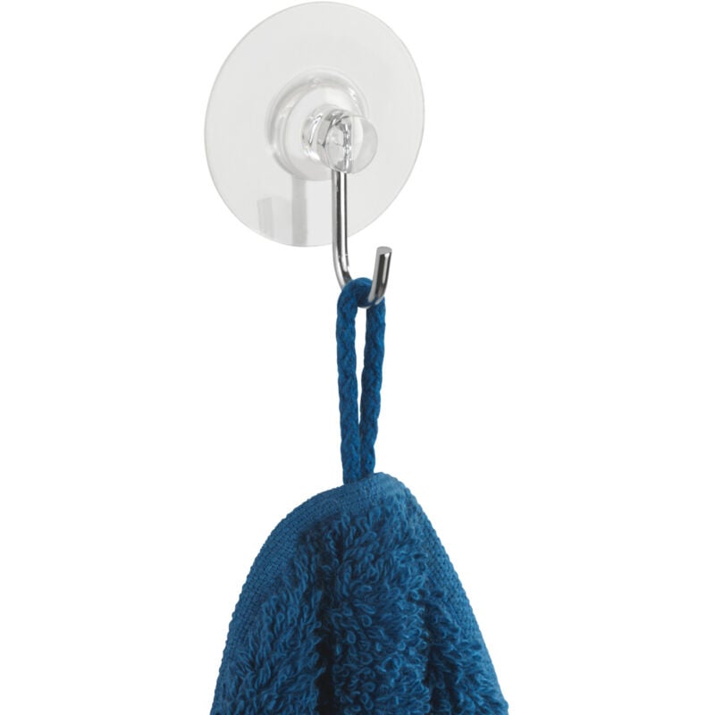 foto del prodotto gancio da muro portasciugamani, gancio per asciugamani da bagno, fissaggio senza foratura static loc , set di 4, plastica, 3,8x2,1 cm, trasparente
