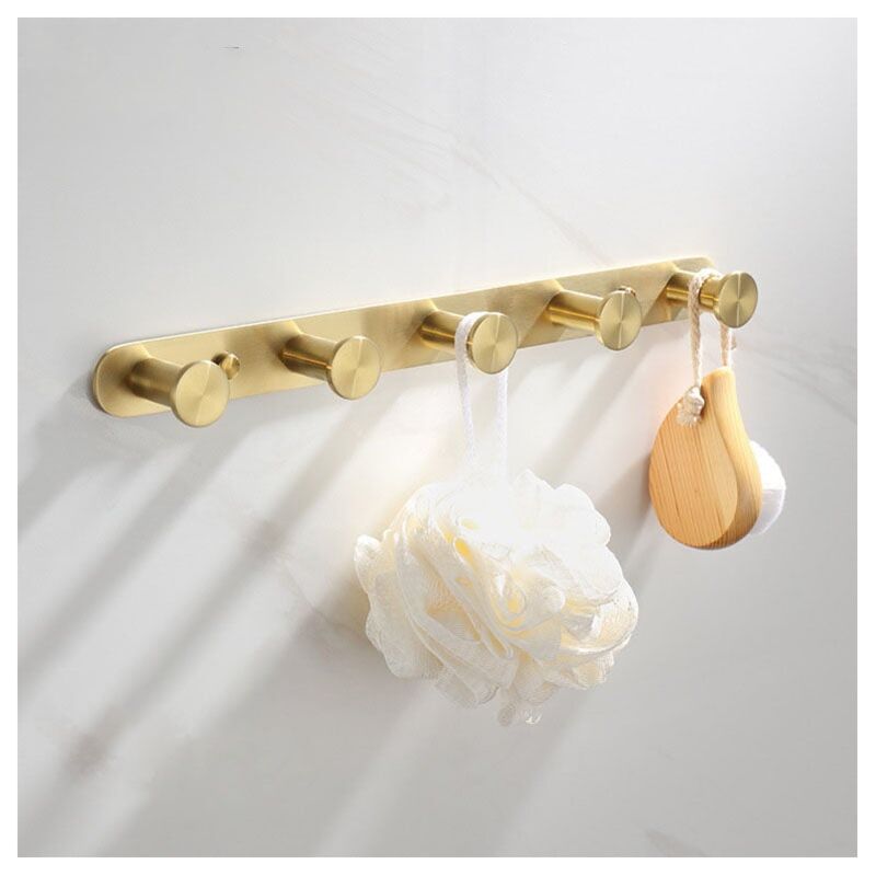 foto del prodotto gancio da parete multiuso con 5 ganci appendiabiti in acciaio inossidabile portasciugamani set di accessori per com da bagno oro 
