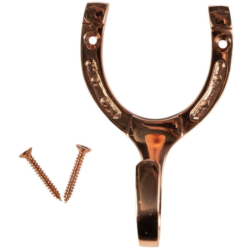 foto del prodotto gancio da scuderia a forma di ferro di cavallo in ottone cromato taglia unica, rame
