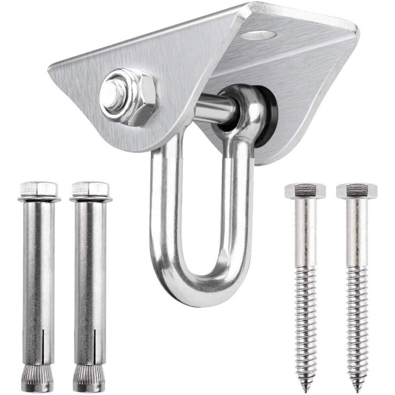 foto del prodotto gancio da soffitto in acciaio inossidabile girevole a 360 per cemento, legno, amaca, sedia da veranda, altalena, yoga e oltre 450 kg 180 drehung 