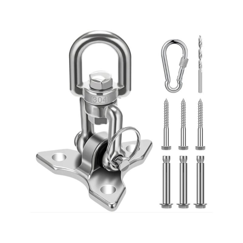 foto del prodotto gancio da soffitto in acciaio inossidabile sus304, capacit 450 kg, rotazione a 360 , set da soffitto in legno e cemento per kit di ganci per