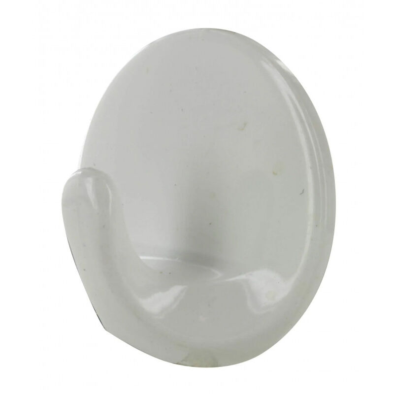 foto del prodotto gancio decorativo rotondo adesivo d.35mm in plastica bianca, 2 pezzi.