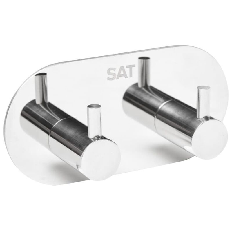 foto del prodotto gancio doppio adesivo da parete in acciaio inox, cromo lucido haceknalep2k swiss aqua technologies