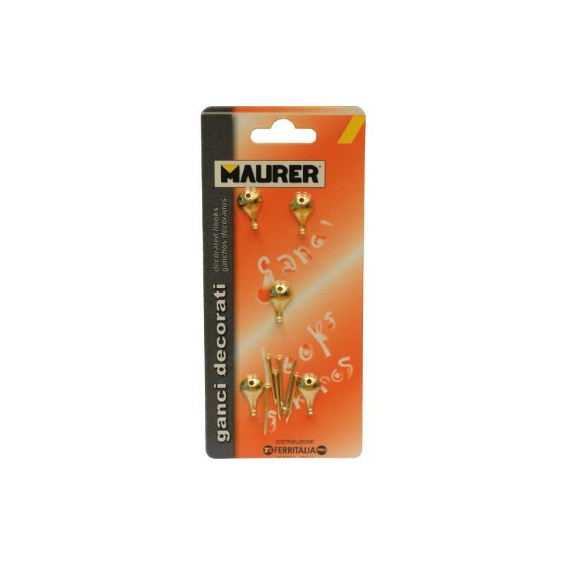 foto del prodotto gancio ganci per quadri mod. goccia tipo piccolo 12x19 mm colore oro bl.5pz