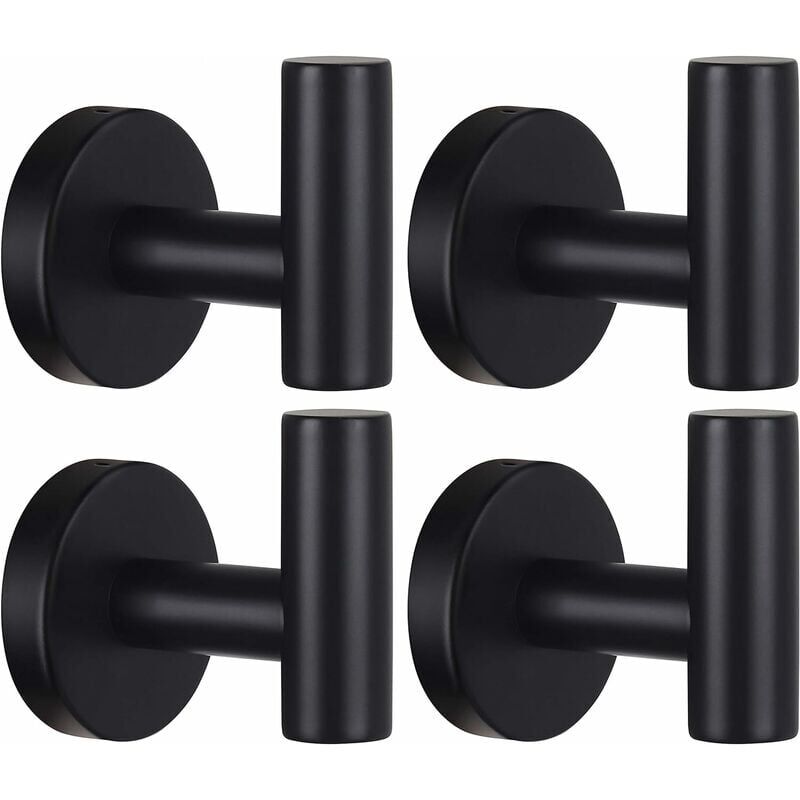 foto del prodotto gancio per asciugamano da parete, gancio per cappotto, gancio per accappatoio da bagno, nero opaco, acciaio inossidabile sus 304, gancio per porta,