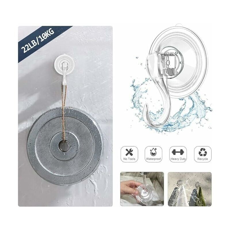 foto del prodotto gancio per ghirlande, grande gancio trasparente rimovibile per ghirlande con ventosa per porte in vetro e porte con ventosa per decorazioni di
