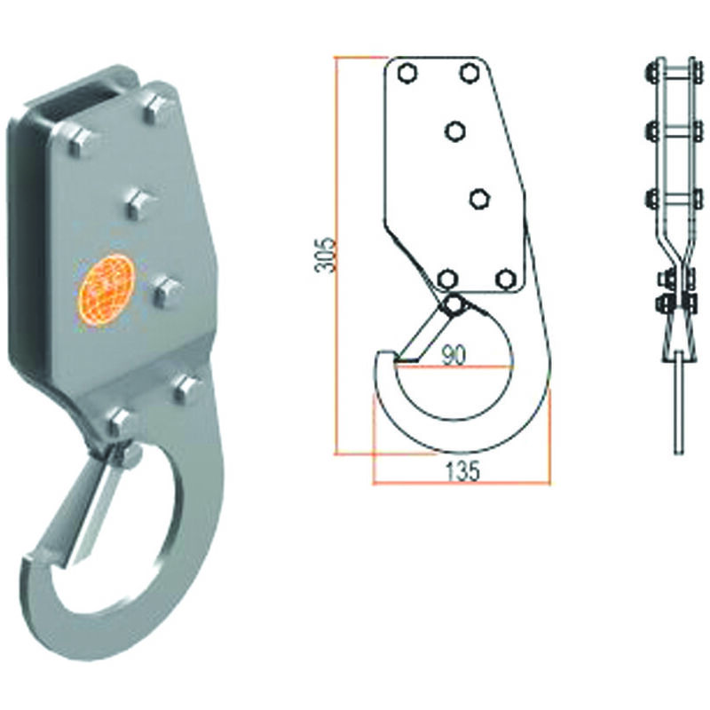 foto del prodotto gancio per sollevamento di sicurezza mm.135x305