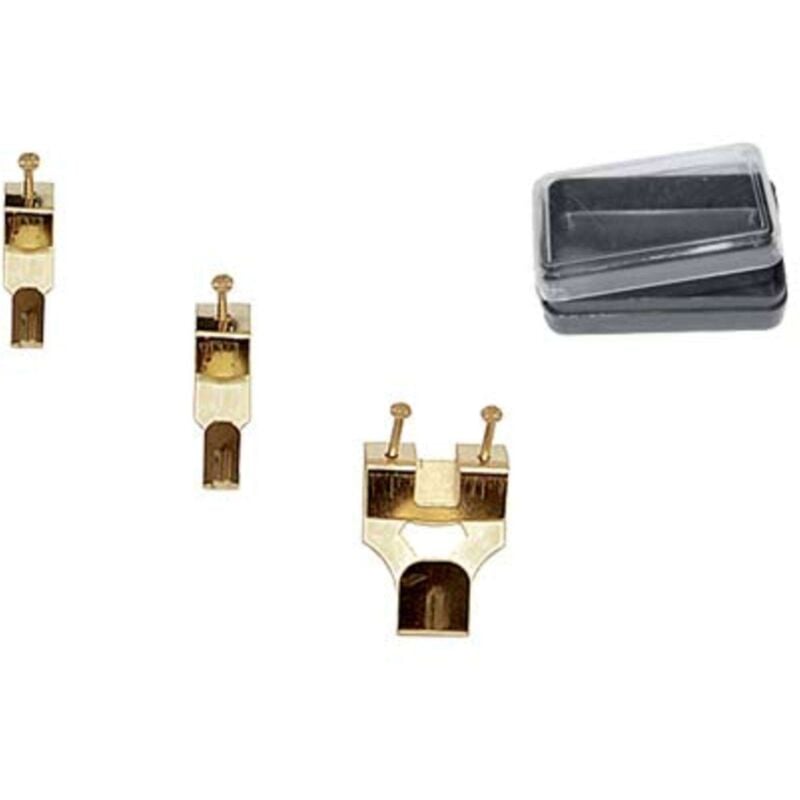 foto del prodotto gancio quadro a x singolo pronty - ferro ottonato cf pz 6 n 2 - 12 confezione