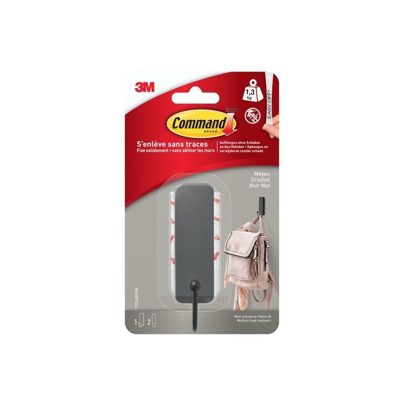 foto del prodotto gancio riutilizzabile, command nero 1,3 kg command