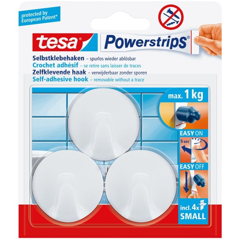 foto del prodotto gancio tondo powerstrips small 3 ganci 4 strisce