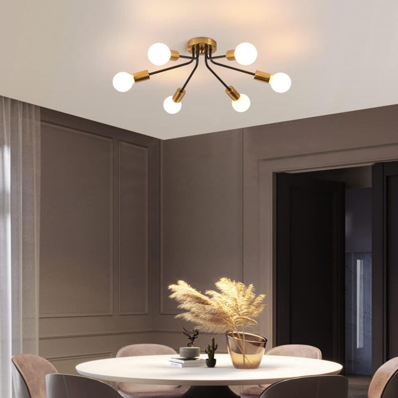 foto del prodotto ganeed 6 luci semi incasso plafoniera, moderna illuminazione a soffitto lampadario sputnik oro, lampada da soffitto industriale in metallo fattoria