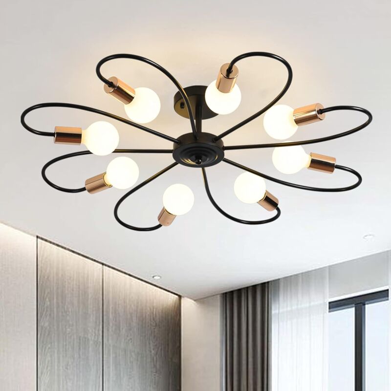 foto del prodotto ganeed 8 luci semi plafoniera, moderno lampadario sputnik illuminazione a sospensione in metallo, lampada da soffitto industriale vintage per