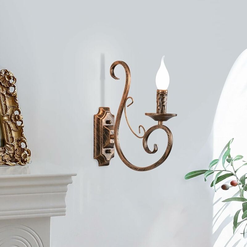 foto del prodotto ganeed applique da parete per interni retr in metallo vintage illuminazione e14 bronzo 1 luce