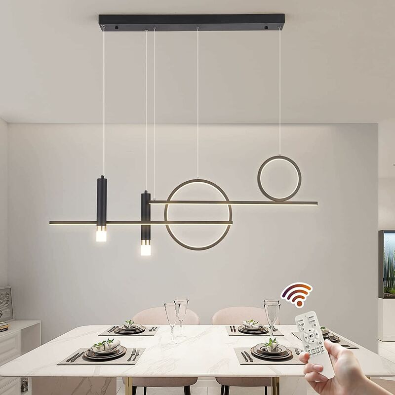 foto del prodotto ganeed lampada a sospensione a led, lampadario a led lineare moderno da 50w, illuminazione a sospensione lineare dimmerabile con telecomando,