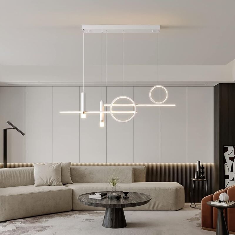 foto del prodotto ganeed lampada a sospensione a led, lampadario da tavolo da pranzo, luce lineare dimmerabile con telecomando, lampada a sospensione dimmerabile da