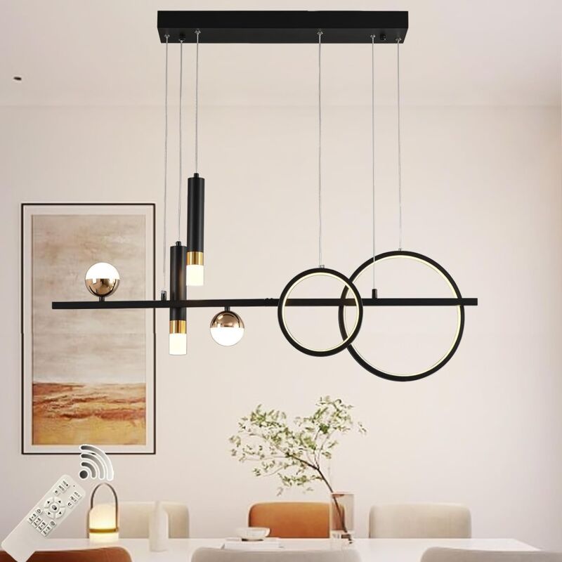 foto del prodotto ganeed lampada a sospensione moderna led lampadario dimmerabile con telecomando, lampadario da tavolo da pranzo, lampada a sospensione per cucina,