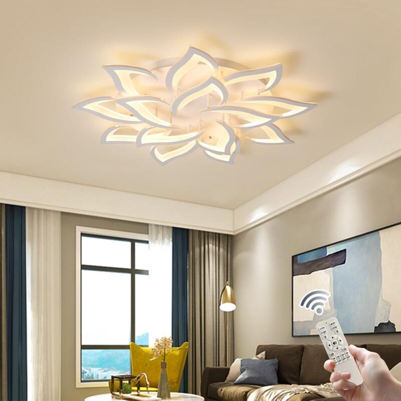 foto del prodotto ganeed lampada da soffitto a led dimmerabile lampada da soffitto moderna a forma di fiore a 14 petali con telecomando, lampadario a soffitto in