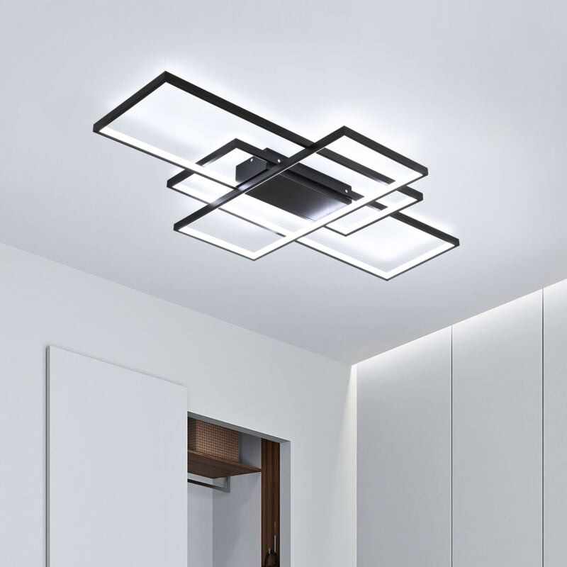 foto del prodotto ganeed lampada da soffitto a led moderna da 68 w, lampadario da soffitto a 3 quadrati in alluminio acrilico, plafoniera da soffitto semplice da