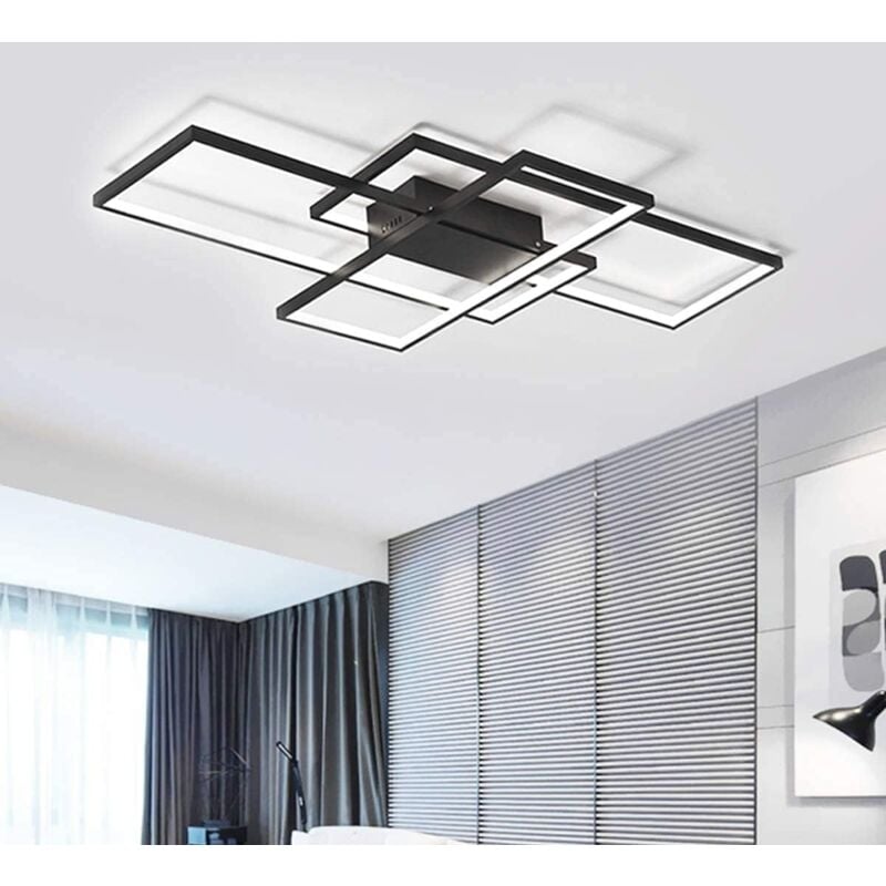 foto del prodotto ganeed lampada da soffitto a led moderna da 75 w, lampadario da soffitto a 3 quadrati in alluminio acrilico, plafoniera da soffitto semplice da