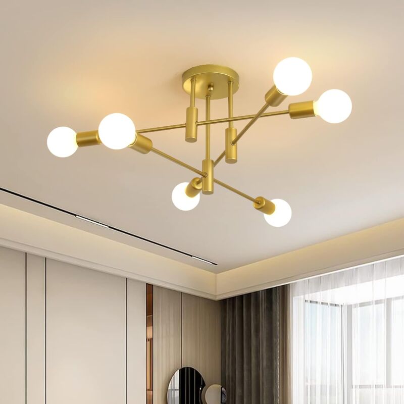foto del prodotto ganeed lampadario moderno lampada a sospensione regolabile in altezza 6 luci metallo industriale vintage staffa lampadario per soggiorno sala da