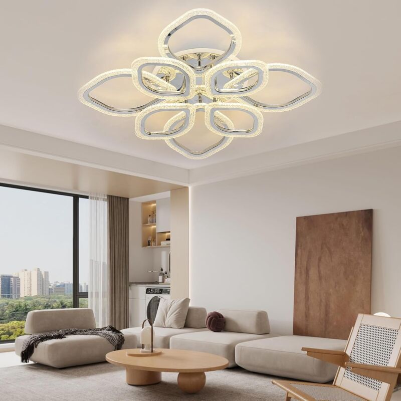 foto del prodotto ganeed led leaf lampada da soffitto lampadari, modern flush mount plafoniera 100w acrilico dimming vicino a plafoniera apparecchio per lounge sala da