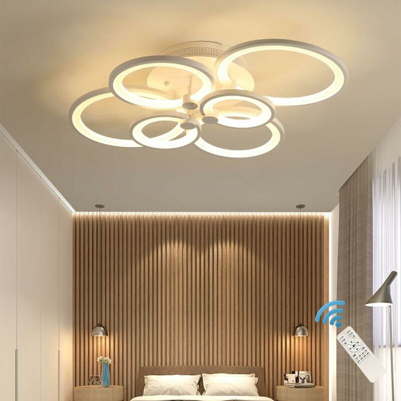 foto del prodotto ganeed plafoniera a led, 6 anelli 72w lampadario dimmerabile lampada creativo in acrilico illuminazione a soffitto lampada da soffitto moderna con