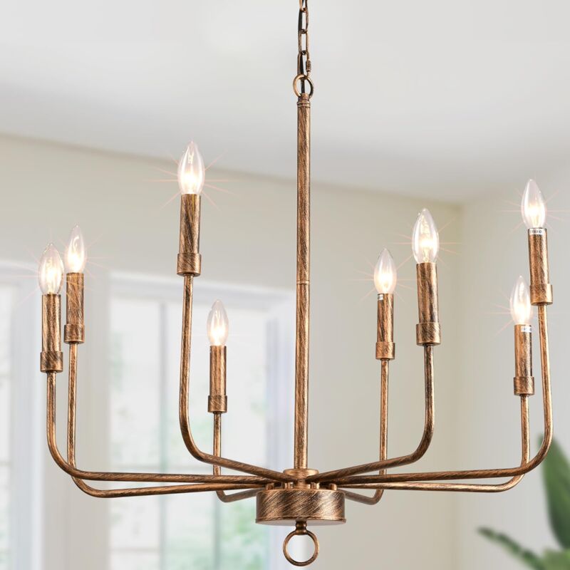 foto del prodotto ganeed plafoniera a sospensione antico tavolo da pranzo appesa lampadario montaggio di luce 71 cm bronzo 8 luci