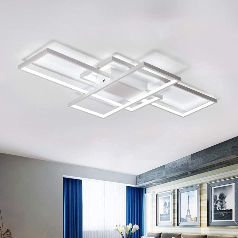 foto del prodotto ganeed plafoniera, plafoniere moderne a led con 3 riquadri, 75w bianco freddo design semplice montaggio a filo acrilico in alluminio plafoniere per