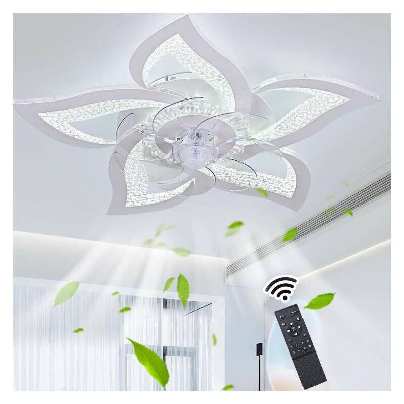 foto del prodotto ganeed ventilatore da soffitto con luce, ventilatore led dimmerabile con telecomando, ventilatore da soffitto a forma di fiore per soggiorno camera