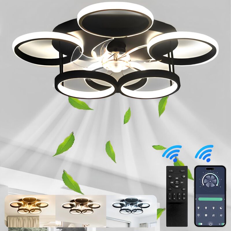 foto del prodotto ganeed ventilatore da soffitto con luce, ventilatore led dimmerabile con telecomando, ventilatore da soffitto a forma di fiore per soggiorno camera