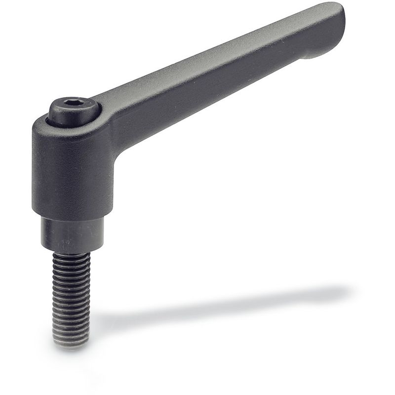foto del prodotto ganter norm elementi regolabile leva di bloccaggio con filettatura gn 300 manico lunghezza 78 mm vite in acciaio brunito manico di zinco pressofuso