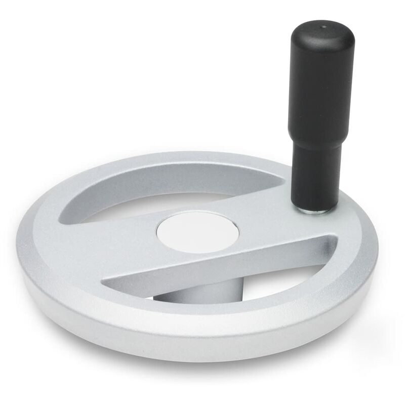 foto del prodotto ganter norm elementi ruote raggi mano con impugnatura girevole, 1 pezzo, argento, ral 9006, opaco, gn 924 125 b12 r strutturali sr