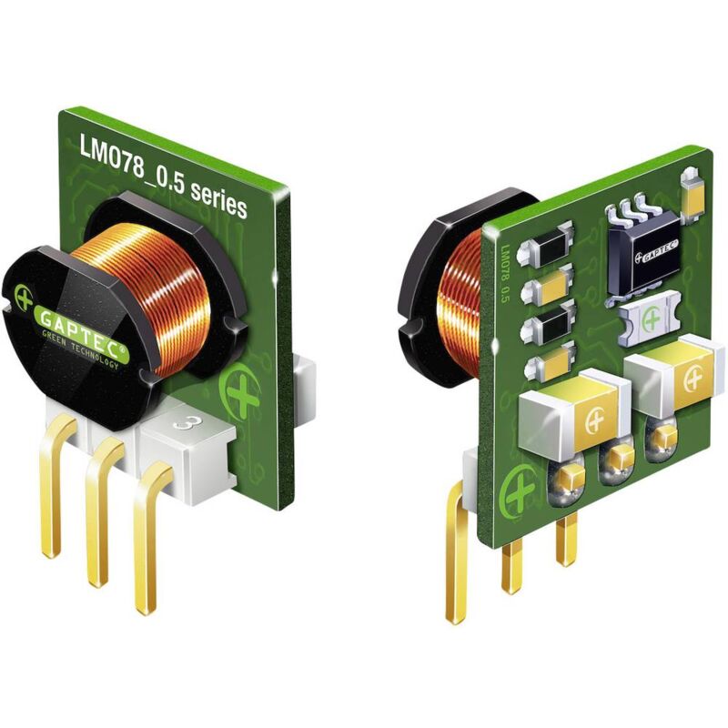 foto del prodotto gaptec 10070366 convertitore dc dc da circuito stampato 24 v dc 12 v dc 500 ma 6 w num. uscite 1 x contenuto 1 pz.