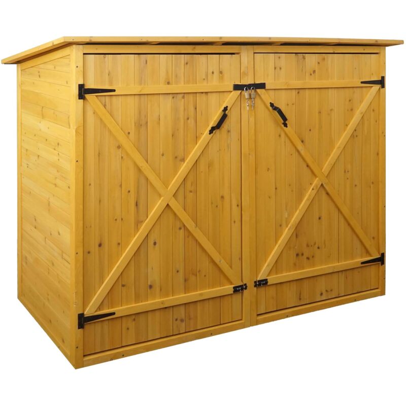 foto del prodotto garage armadio biciclette con serratura hhg 670 legno box singolo 100x200x152cm legno chiaro