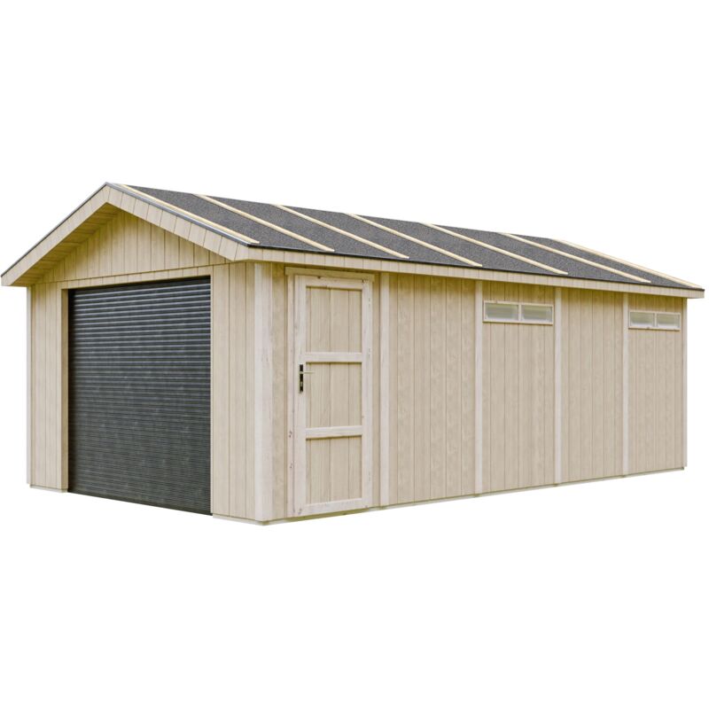 foto del prodotto garage di qualit premium 21 m l378xl648 cm garage per auto, moto, biciclette, macchine da giardinaggio costruzione con pannelli lp smartside