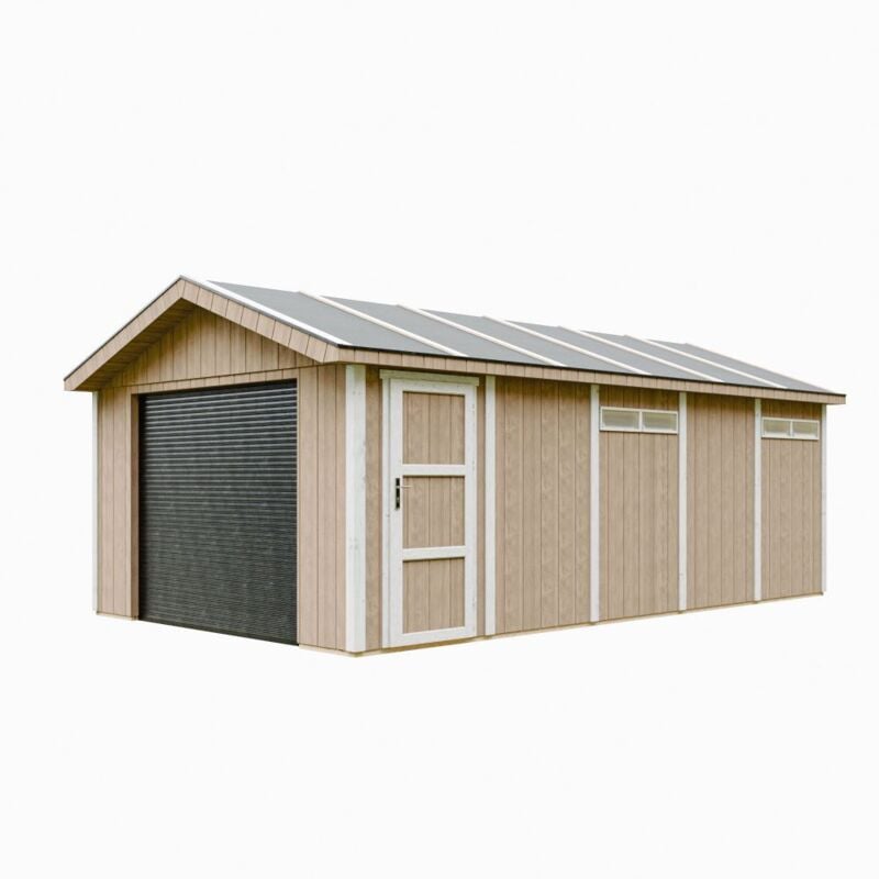 foto del prodotto garage di qualit premium 21 m l378xl648 cm garage per auto, moto, biciclette, macchine da giardinaggio costruzione con pannelli lp smartside