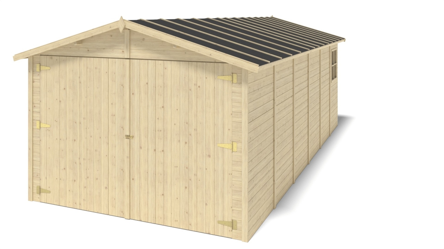 foto del prodotto garage in legno 18.19m2 3.05x5.91m 18mm colore naturale gar29 altanka