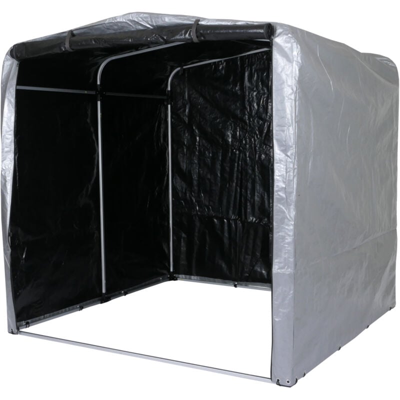 foto del prodotto garage per biciclette hhg 450, garage tagliaerba tenda, alluminio protezione uv impermeabile 201x201x201cm, silver