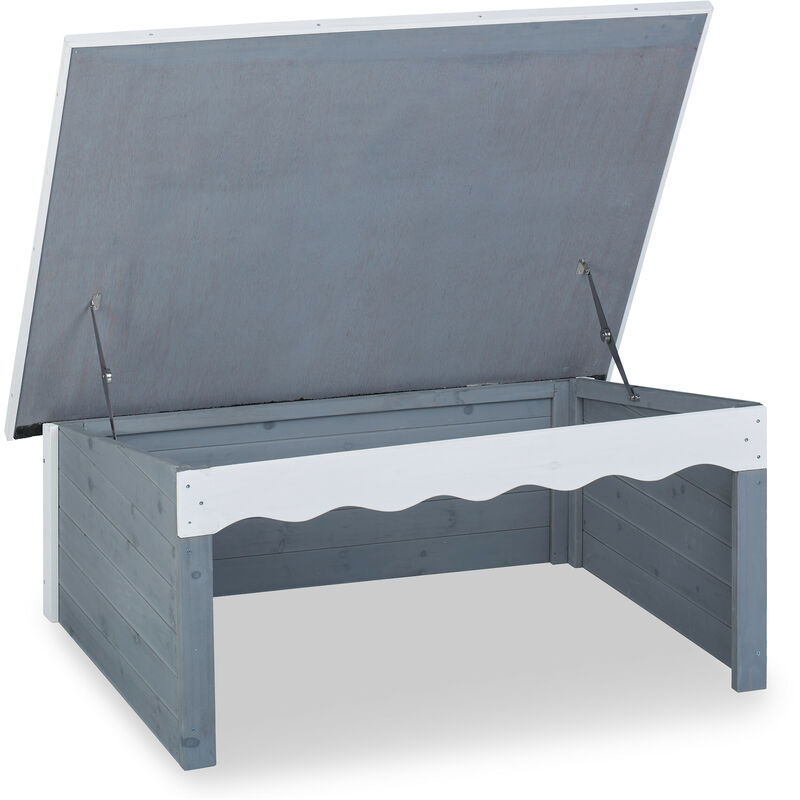 foto del prodotto garage per tagliaerba, universale, in legno, tetto apribile, spiovente, catramato, hlp 46 x 108 x 82cm, grigio relaxdays