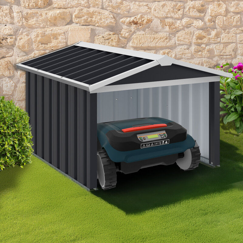foto del prodotto garage per tosaerba robotizzato tetto a 2 spioventi metallo grigio antracite 86 x 98 x 62 cm