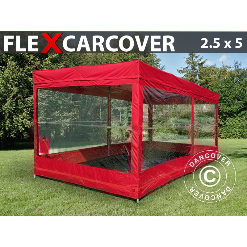 foto del prodotto garage pieghevole flex carcover, 2,5x5m, rosso