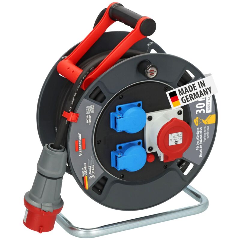 foto del prodotto garant avvolgicavo cee 1 v2 ip44 cee con cavo da 30 m di colore nero, made in germany, permanente utilizzo esterno ip44 brennenstuhl