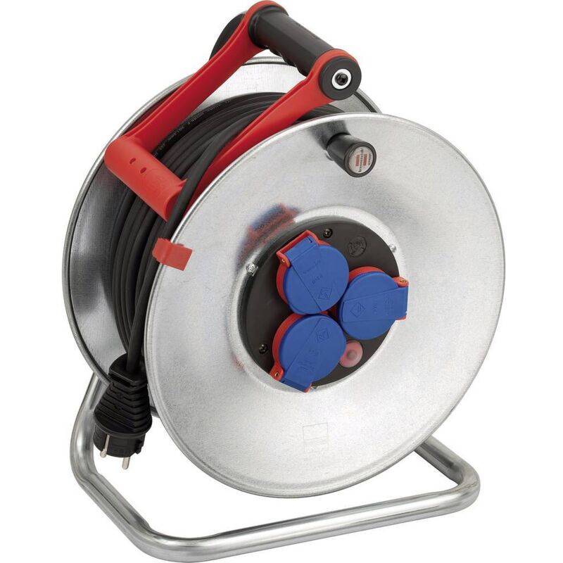 foto del prodotto garant s avvolgicavo 50 m h05rr f 3 x 1,5 mm 290 mm 3 prese con contatto di terra lamiera d acciaio ip44 brennenstuhl