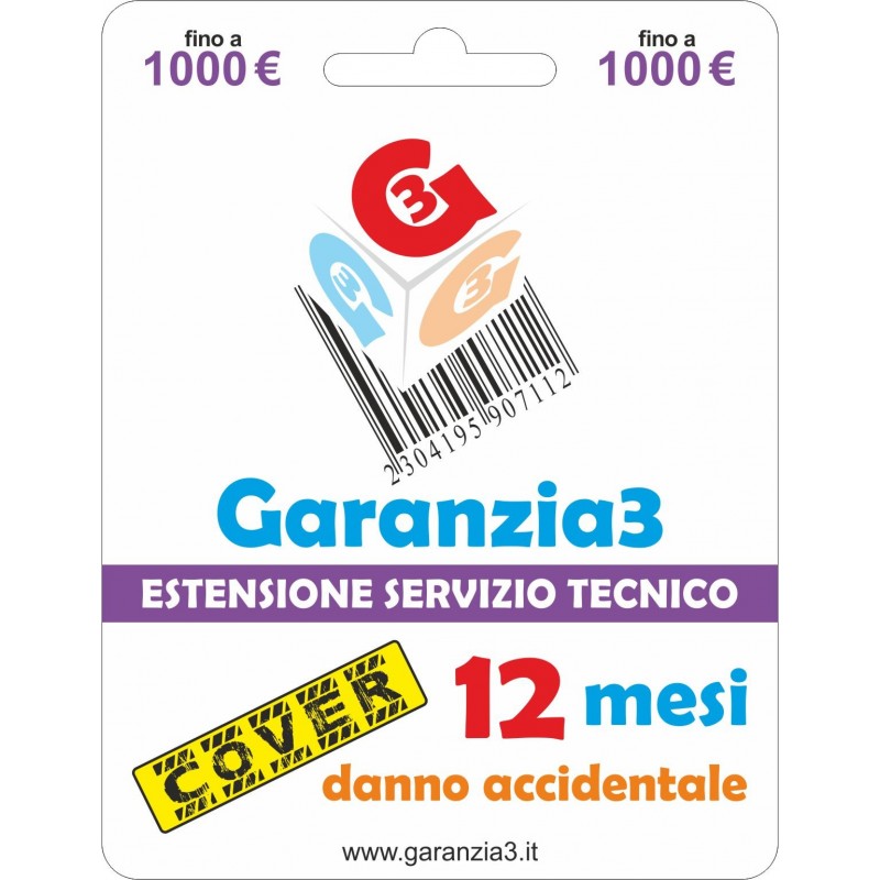 foto del prodotto garanzia3 cover 12 mesi messimale di copertura 1000