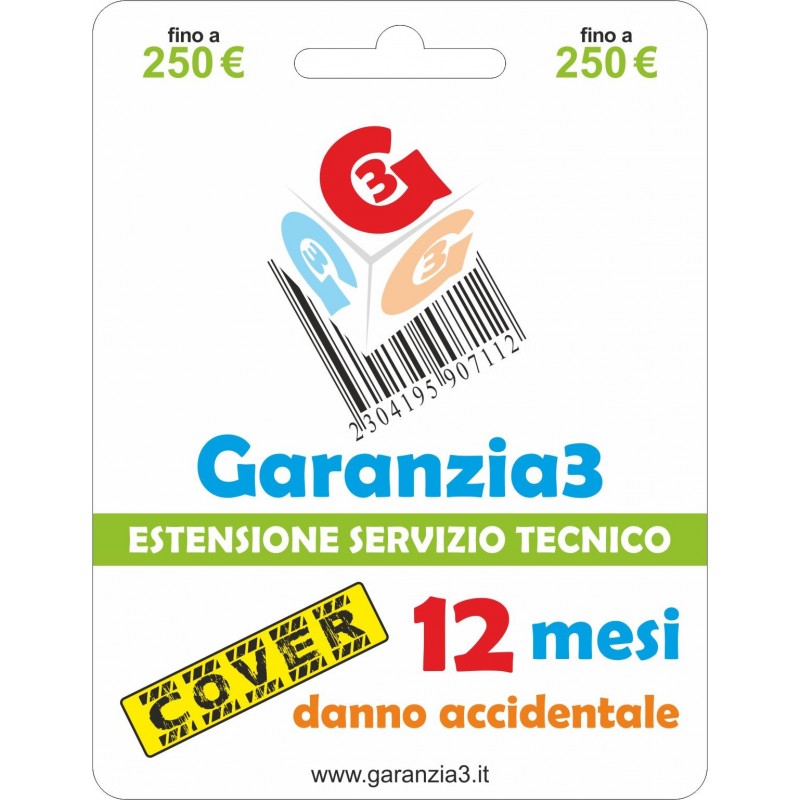 foto del prodotto garanzia3 cover 12 mesi messimale di copertura 250