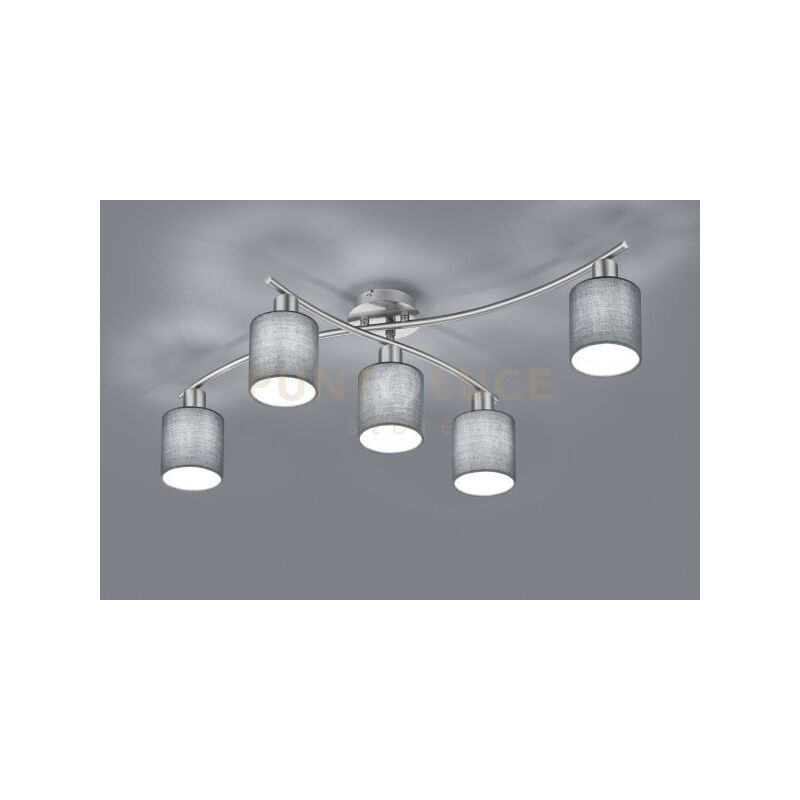 foto del prodotto garda plafoniera 5 diffusori in tessuto grigio l. 75cm 44,2cm attacco e14
