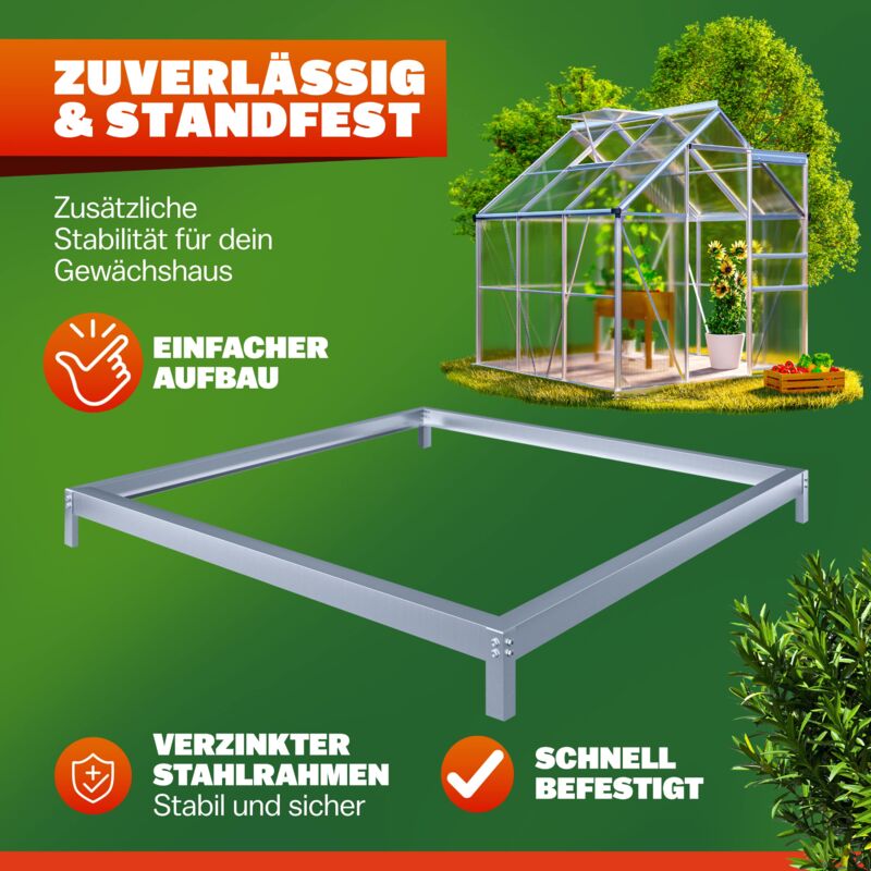 foto del prodotto gardebruk - base per serra fondamenta per serre acciuaio zincato telaio base materiali di montaggio fissaggio al suolo 190x190cm de