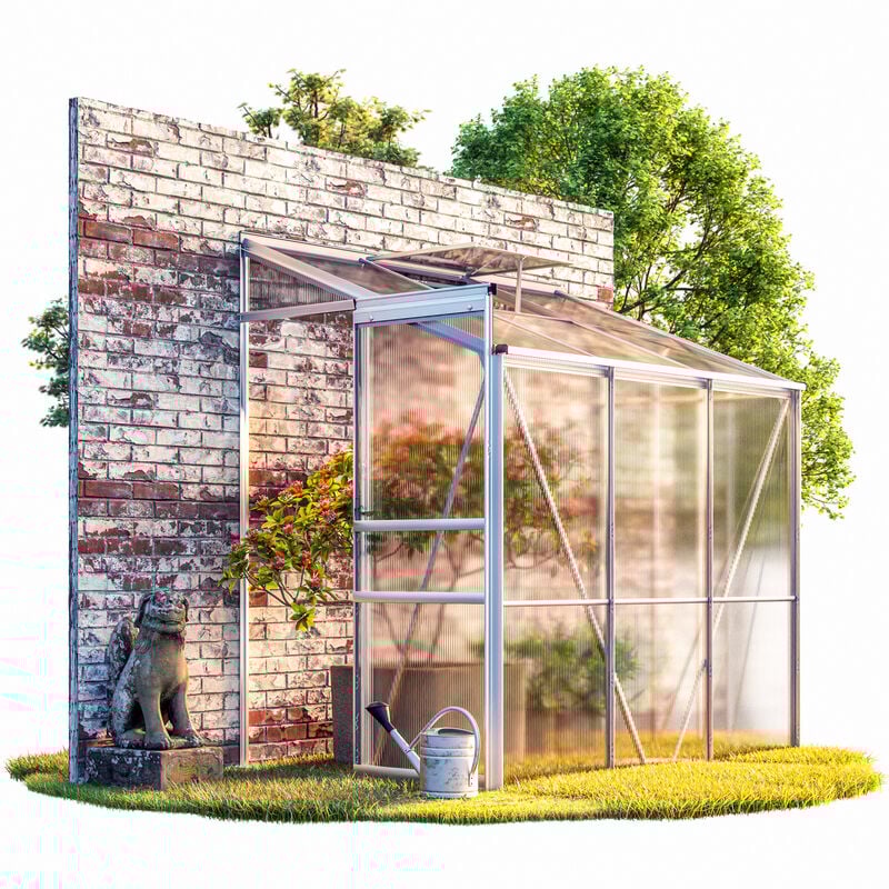 foto del prodotto gardebruk serra a parete alluminio 3,8m 190x122x202cm con base serre a muro piante orto finestra ventilazione