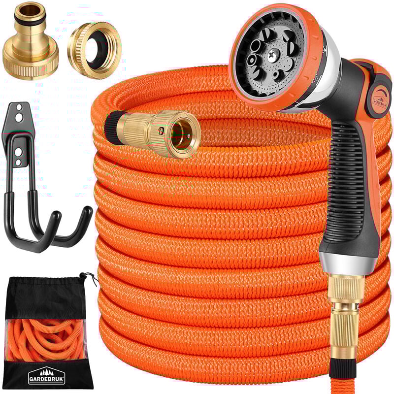 foto del prodotto gardebruk tubo di irrigazione da giardino con interno in triplo lattice adattatori in ottone per officina garage auto orange 30m de 