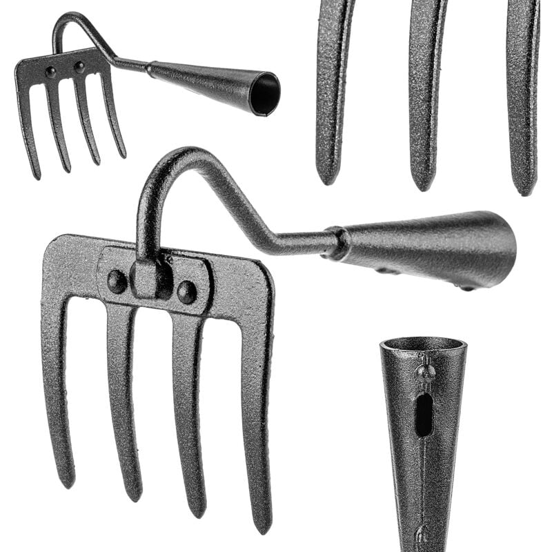foto del prodotto garden aerazione rastrello condizionatore da giardino in acciaio 3 denti piccolo kadax